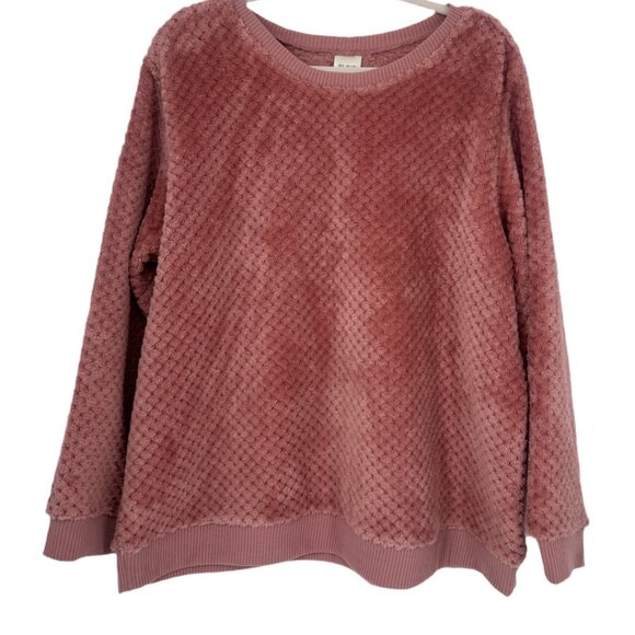 Blair Pink Popcorn Knit Cozy Pullover Sweater Soft Fuzzy Size XL - Picture 2 of 8